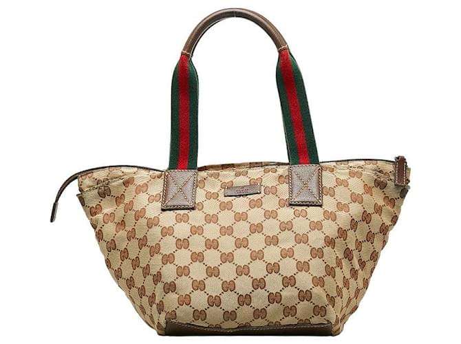 Gucci Web-Einkaufstasche aus GG-Canvas  131228 Leinwand  ref.1297395