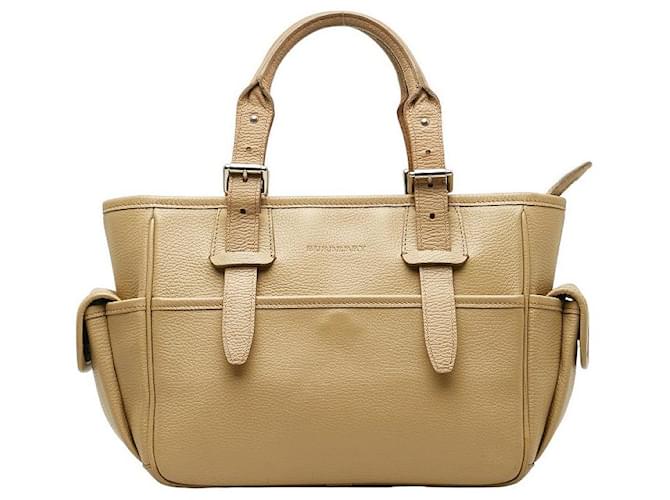 Burberry Leather Side Pocket Tote Bag  ref.1297402