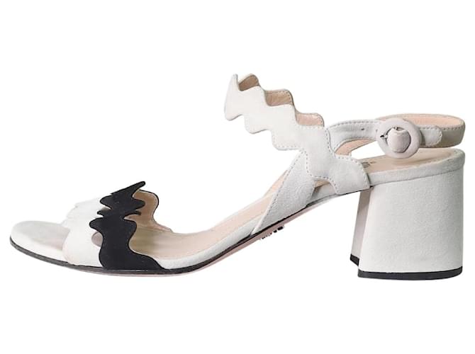 Prada Cream contrast wavy-strap heels  - size EU 38 Suede  ref.1297404