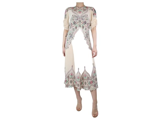 Etro Cream floral-printed silk midi dress - size UK 14  ref.1297414