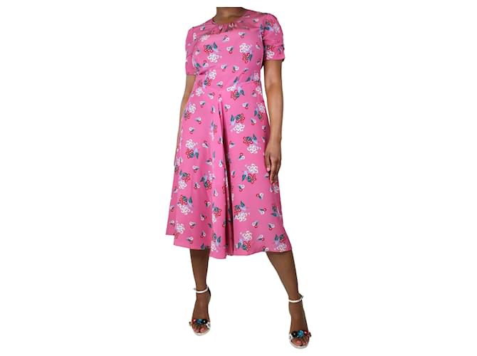 Altuzarra Pink short-sleeved floral printed dress - size UK 14 Silk  ref.1297418