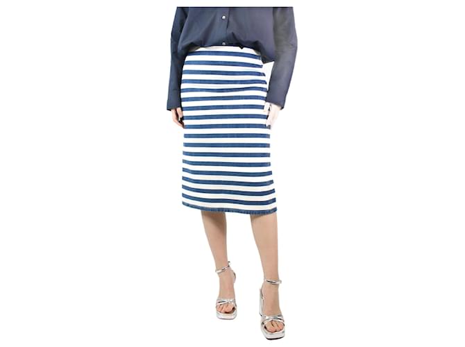 Prada Blue and white denim striped skirt - size UK 8 Cotton  ref.1297424