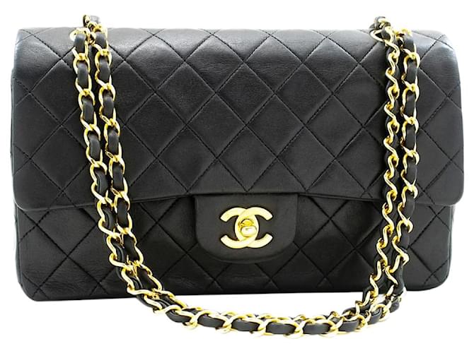 Chanel Black vintage 1989 medium Classic double flap bag Leather  ref.1297432