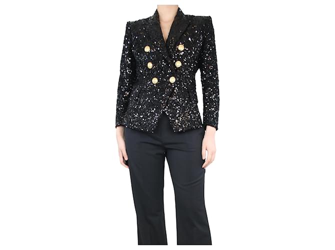 Balmain Black sequin-embellished jacket - size UK 12 Polyester  ref.1297444