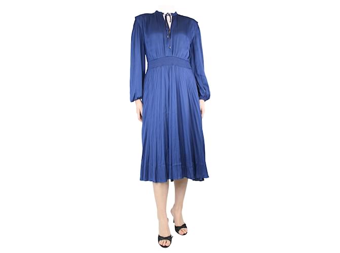 Maje Robe midi plissée en satin bleu - taille UK 12 Polyester  ref.1297447
