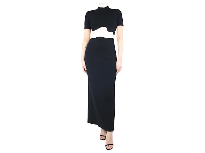 Autre Marque Black cropped top and maxi skirt set - size M Viscose  ref.1297451
