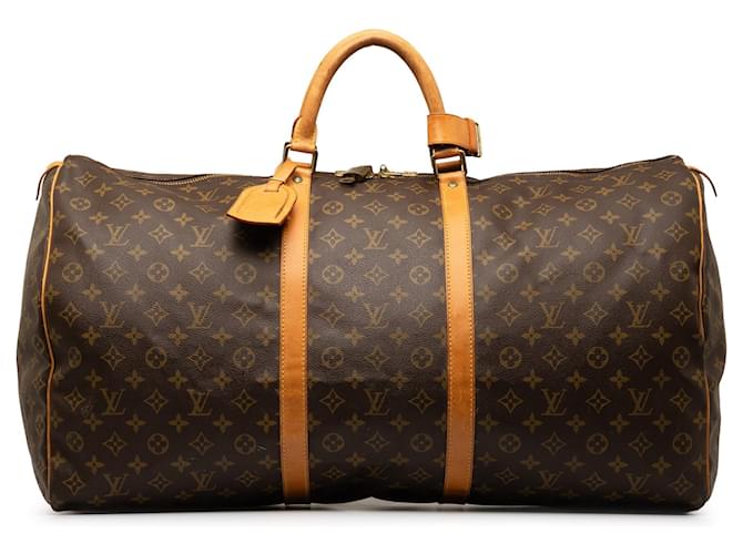 Louis Vuitton Brown Monogram Keepall 60 Leather Cloth  ref.1297485