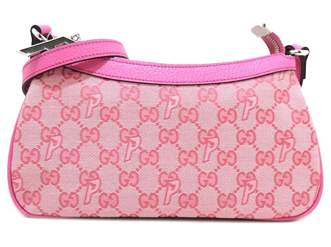 Gucci Pink x Palace GG-P Canvas Halbmond-Minitasche Leder Leinwand Kalbähnliches Kalb Tuch  ref.1297500