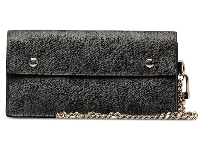 Louis Vuitton Black Damier Graphite Portefeuille Accordion Wallet Cloth  ref.1297506