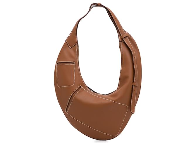 Hermès Brown Swift and Toile Buddypocket Bag Leather Cloth Pony-style calfskin Cloth  ref.1297523