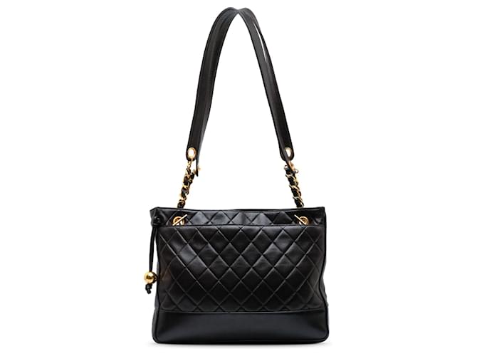 Chanel Black Quilted Lambskin CC Shoulder Bag Leather  ref.1297532