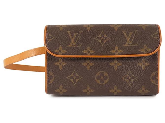 Louis Vuitton Brown Monogram Pochette Florentine Leather Cloth  ref.1297538
