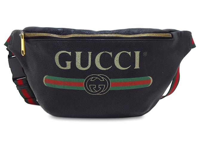 Bolsa de cintura com logotipo preto Gucci Couro Bezerro-como bezerro  ref.1297541