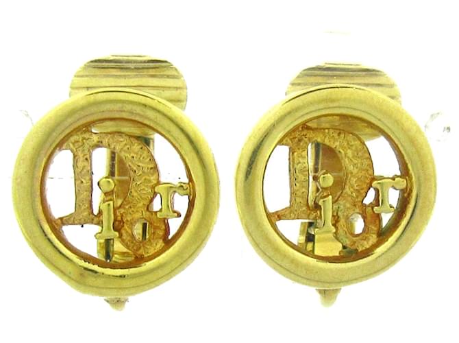 Boucles d'oreilles clip logo doré Dior Métal Plaqué or  ref.1297547