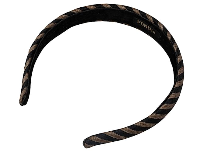 Fendi – Stirnband aus Canvas mit Pequin-Muster in Braun Leinwand Tuch  ref.1297548