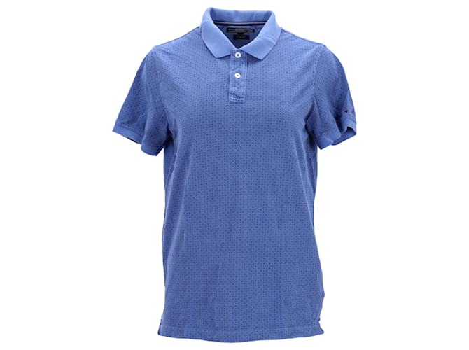 Tommy Hilfiger Herren-Poloshirt mit schmaler Passform und kurzen Ärmeln Blau Baumwolle  ref.1297590