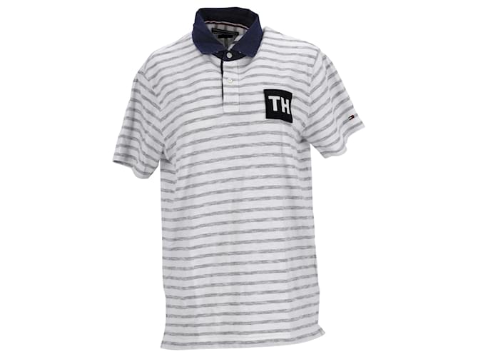 Tommy Hilfiger Gestreiftes Slim-Fit-Poloshirt für Herren Blau Hellblau Baumwolle  ref.1297591
