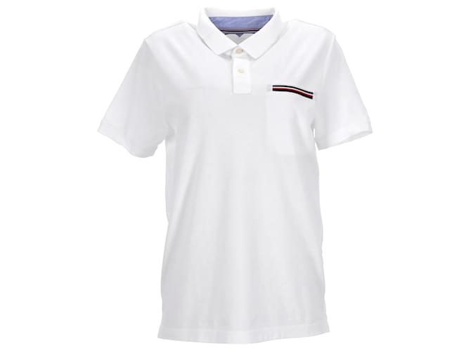 Tommy Hilfiger Poloshirt mit Brusttasche für Herren in Signatur-Optik Weiß Baumwolle  ref.1297606