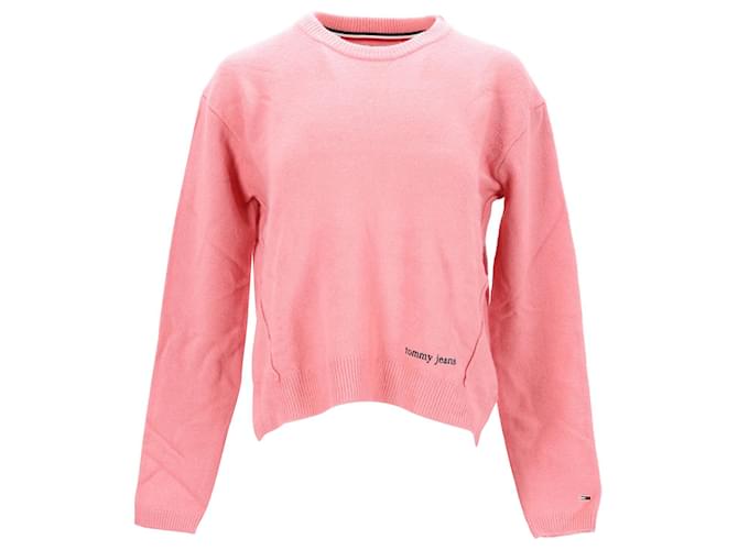 Tommy Hilfiger Womens Side Stitch Crew Neck Jumper Pink Synthetic  ref.1297607