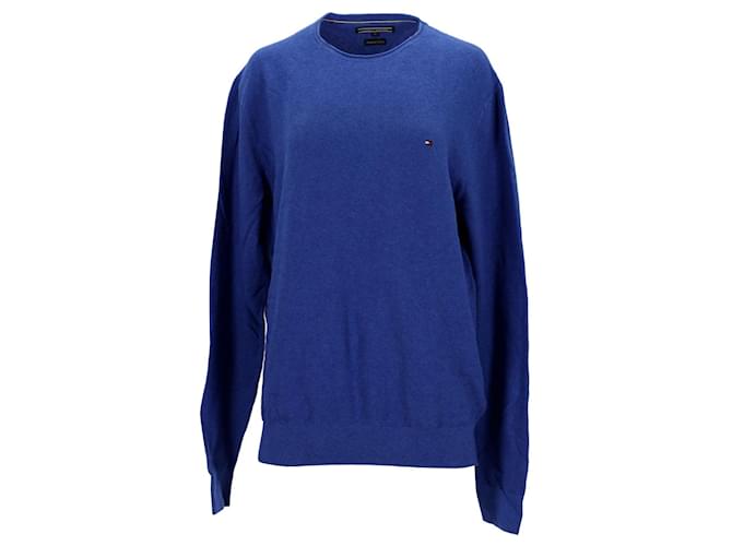 Tommy Hilfiger Suéter masculino texturizado com gola redonda Azul Algodão  ref.1297613