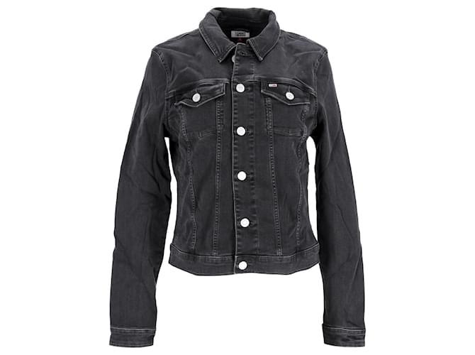 Tommy Hilfiger Womens Slim Fit Jacket Black Cotton  ref.1297627