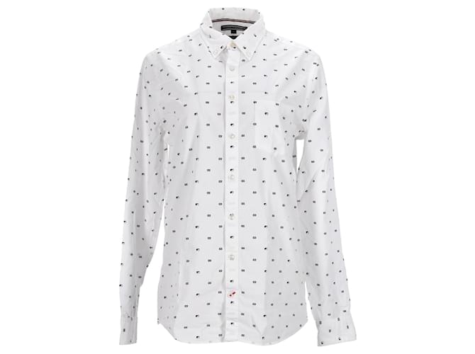 Tommy Hilfiger Camisa masculina slim fit de manga comprida em tecido Branco Algodão  ref.1297636