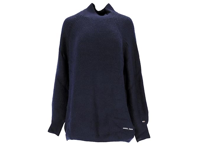 Tommy Hilfiger Womens Turtle Neck Balloon Sleeve Jumper Navy blue Synthetic  ref.1297650