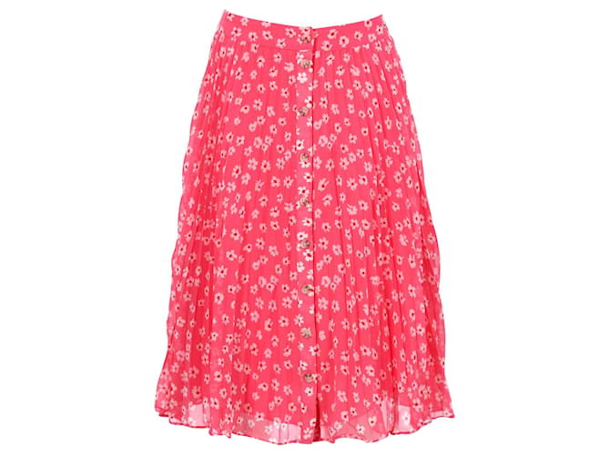 Tommy Hilfiger Womens Stars And Stripes Pleated Midi Skirt Pink Polyester  ref.1297655