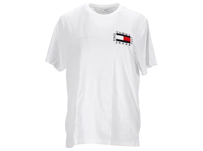 Tommy Hilfiger T-shirt da donna in cotone organico con logo Box Flag Bianco  ref.1297659
