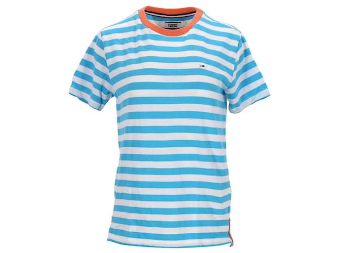 Tommy Hilfiger T-shirt da donna in cotone biologico con vestibilità Boyfriend Blu Blu chiaro  ref.1297661