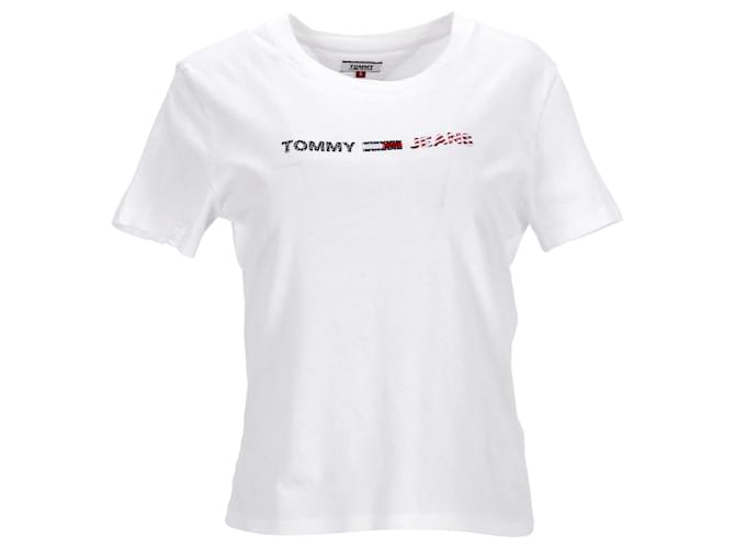 Tommy Hilfiger Weiches T-Shirt aus Bio-Baumwolljersey für Damen Weiß Baumwolle  ref.1297662