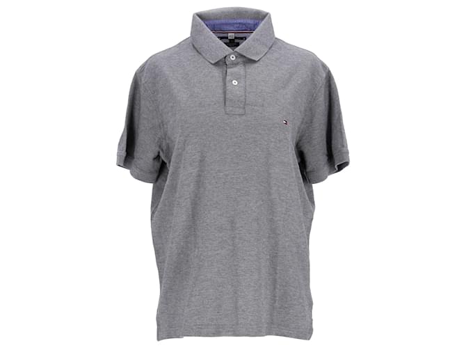 Tommy Hilfiger Mens Textured Slim Fit Polo Grey Cotton  ref.1297675