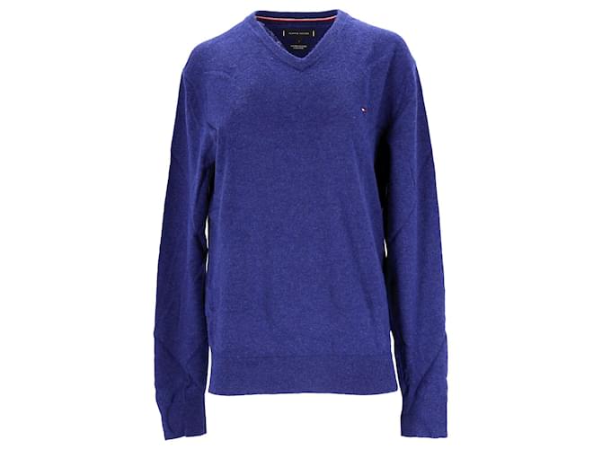 Tommy Hilfiger Jersey de lana de cordero con cuello en V para hombre en lana morada Púrpura  ref.1297702