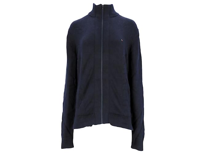 Tommy Hilfiger Suéter masculino Chunky Knit Zip Thru em algodão azul marinho  ref.1297704