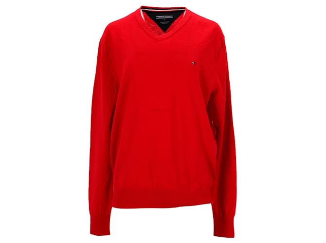 Tommy Hilfiger Suéter masculino de lã de cordeiro Vermelho  ref.1297705