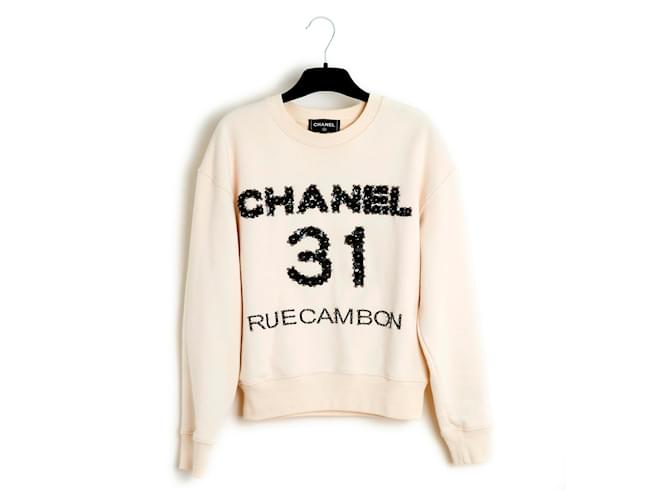 Pre Fall 2020 Chanel Cambon Top Sweat shirt S Coton Écru  ref.1297761
