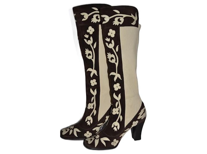 Dolce & Gabbana boots Brown Eggshell Leather Deerskin  ref.1297794