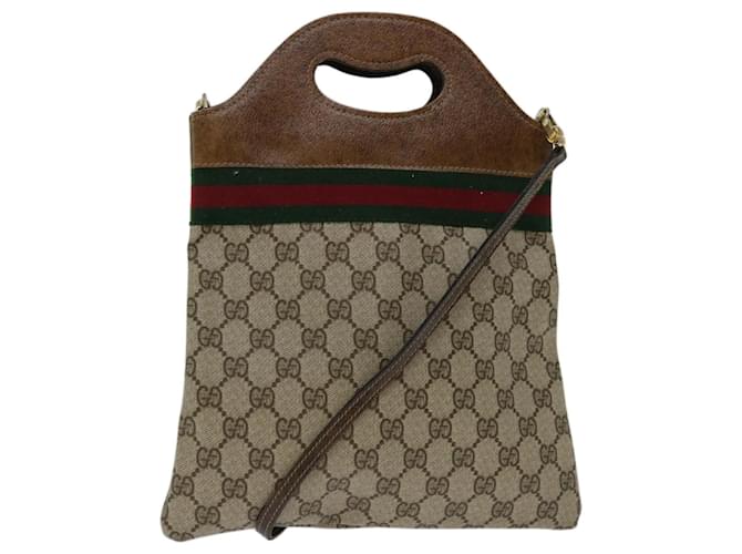 GUCCI GG Supreme Web Sherry Line Hand Bag PVC 2way Beige Red Green Auth 67652  ref.1297831