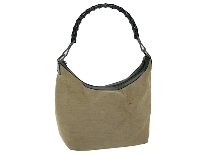 GUCCI Bamboo Shoulder Bag Canvas Beige Auth 68029 Cloth  ref.1297861