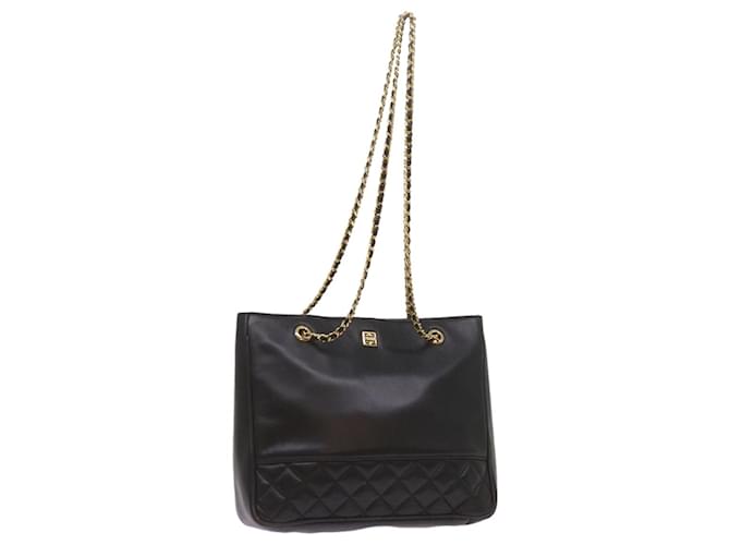 GIVENCHY Quilted Chain Shoulder Bag Leather Black Auth yk10895  ref.1297904