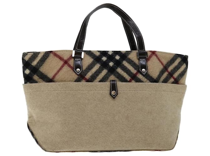 BURBERRY Blue Label Tote Bag Wool Beige Auth 67670  ref.1297913