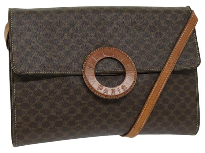 Céline CELINE Macadam Canvas Circle Shoulder Bag PVC Leather Brown Auth fm3202  ref.1297916