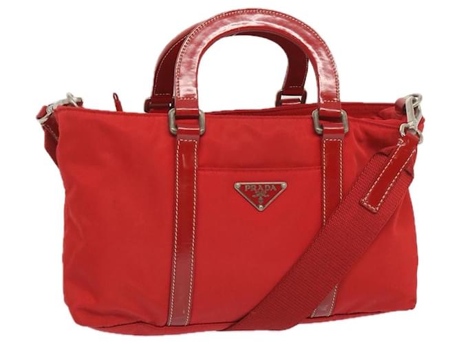 Prada Hand Bag Nylon 2way Red Auth 67986  ref.1297923