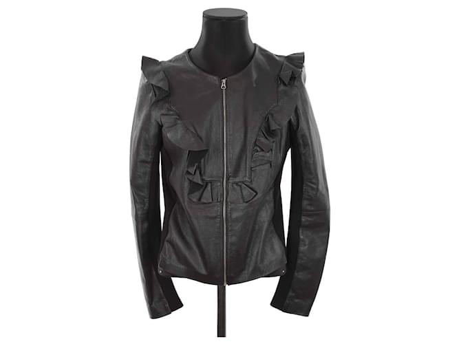 Pinko Leather coat Black  ref.1297967