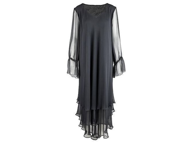Autre Marque Collection Privée Lagen-Chiffonkleid Schwarz