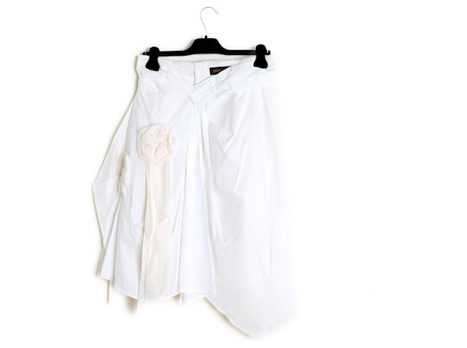 Louis Vuitton EU42 Jupe SS2007 Cotton White drapé Skirt US12 Coton Blanc  ref.1297979