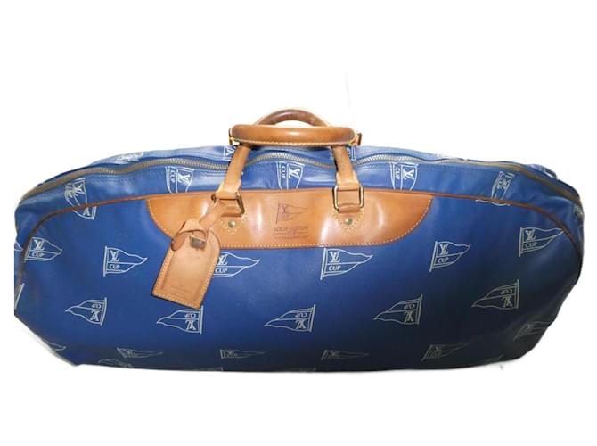 vintage Louis Vuitton Cup travel bag Light blue Leather  ref.1297985