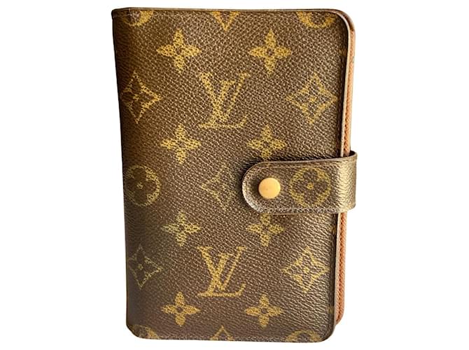 LOUIS VUITTON compact wallet Brown Monogram Leather Cloth  ref.1298008