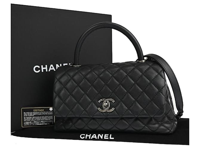 Poignée Chanel Coco Cuir Noir  ref.1298019