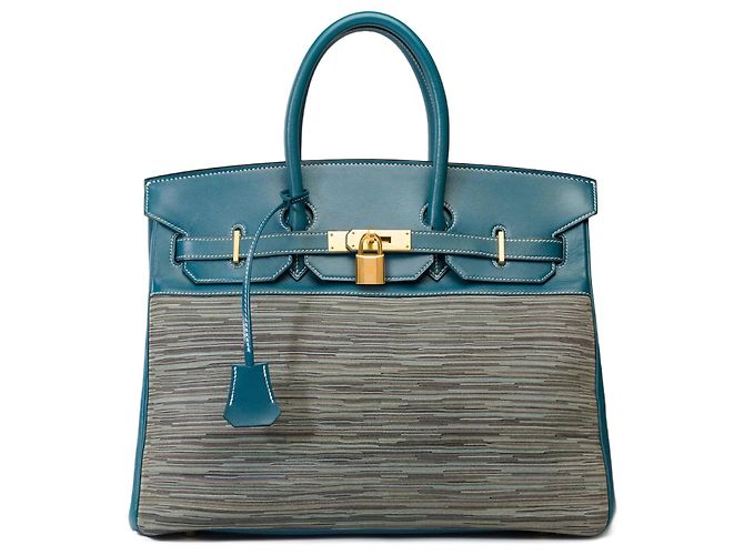 Hermès HERMES BIRKIN BAG 35 in Blue Canvas - 101753